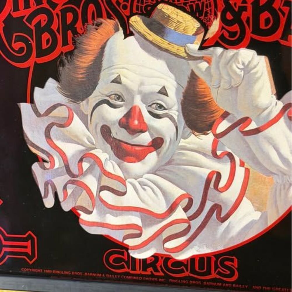 Vintage 198o Ringling Bros. and Barnum & Bailey Circus Clown
Poster